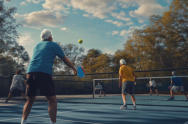 This is a picture of pickle ball courts at Happy Acres RV Park in Pueblo, Colorado.